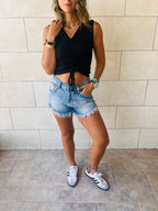Black Shoe Lace Top