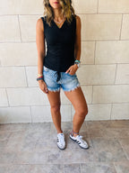 Black Shoe Lace Top