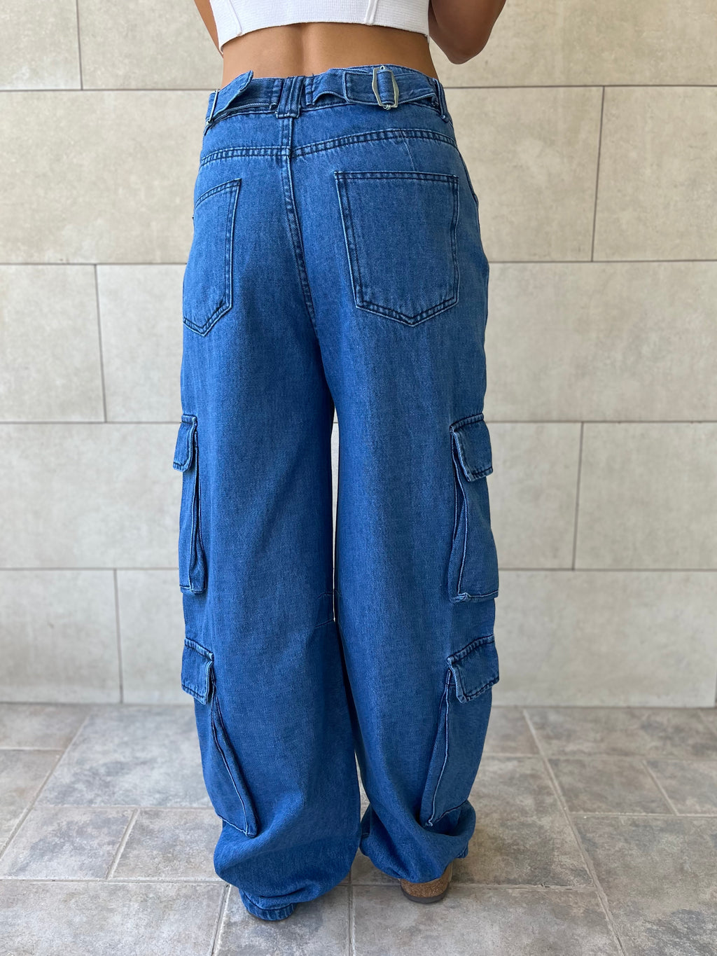 Blue Baggy Pockets Jeans