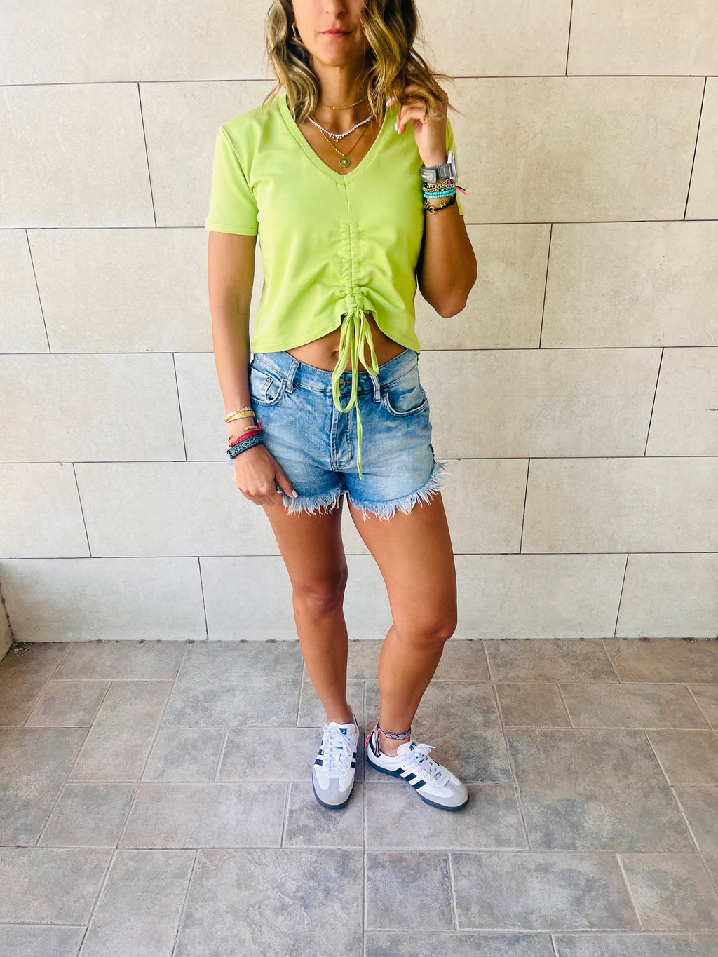 Black & Mint Pull Me Through Crop Tee