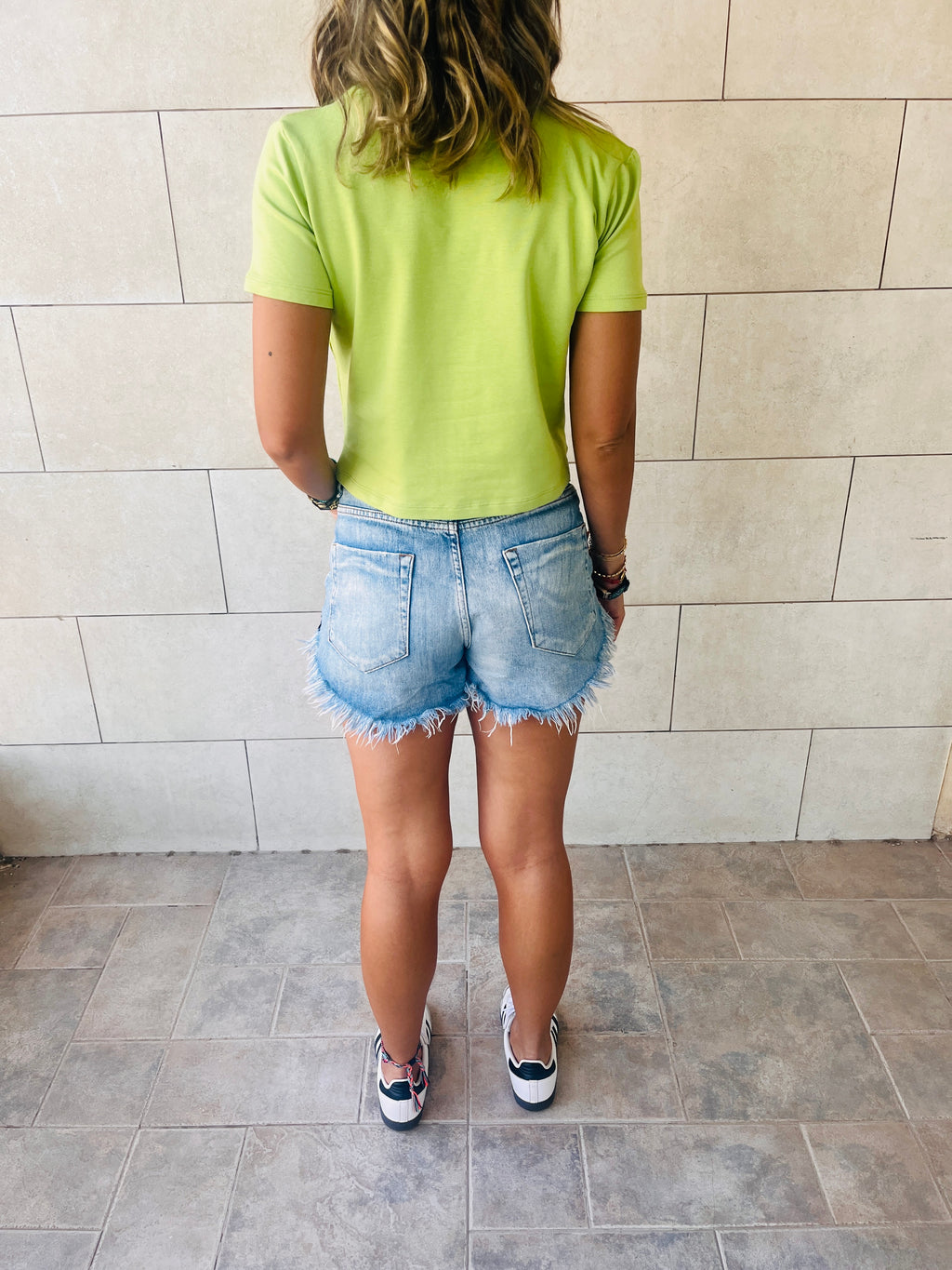 Black & Mint Pull Me Through Crop Tee