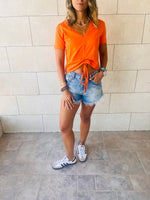 Orange & White Pull Me Through Crop Tee