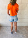 Orange & White Pull Me Through Crop Tee