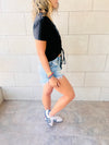 Black & Mint Pull Me Through Crop Tee
