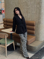 Black Belted Quilted Blazer Jacket
