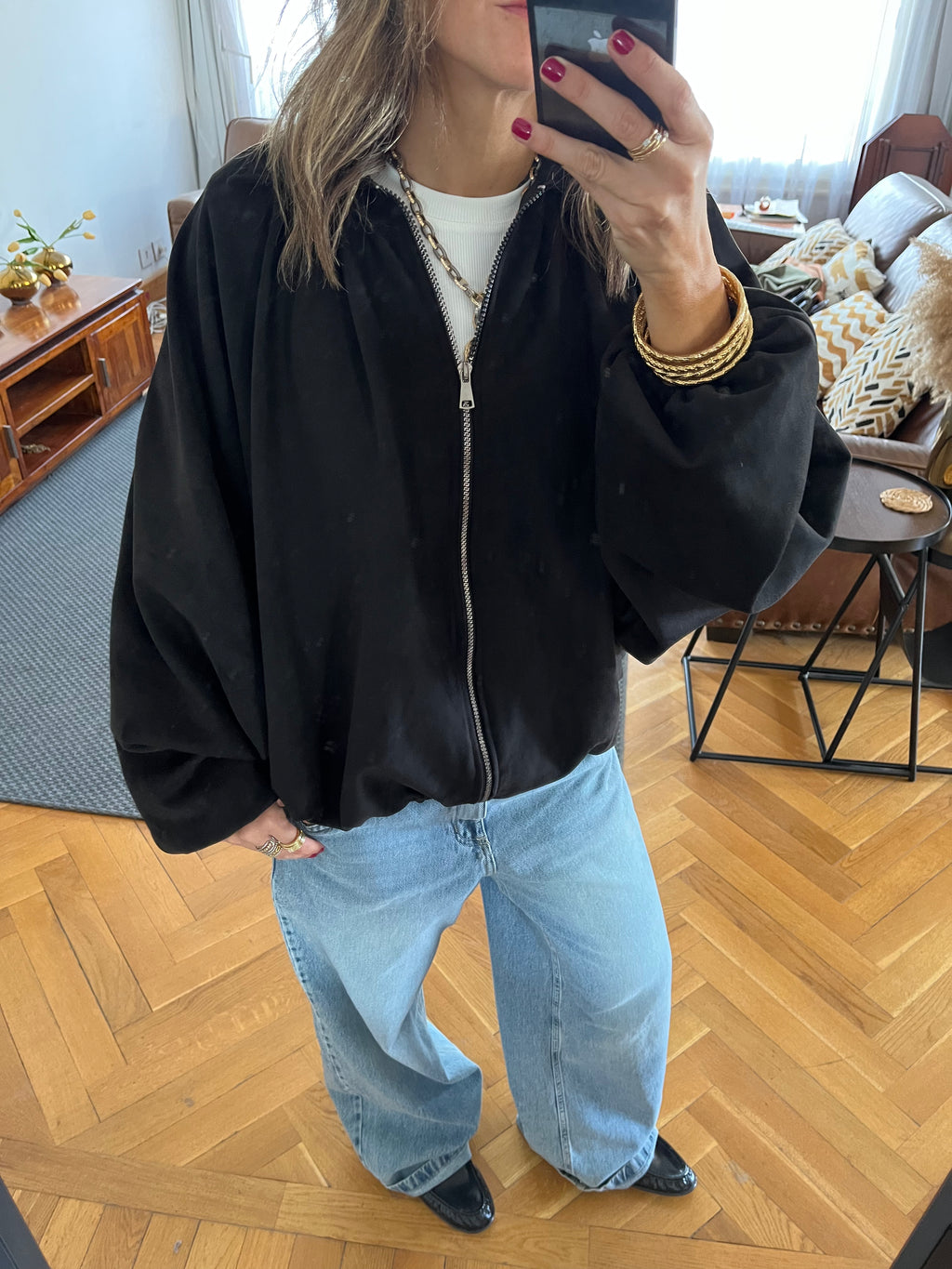 Black Balloon Suede Jacket