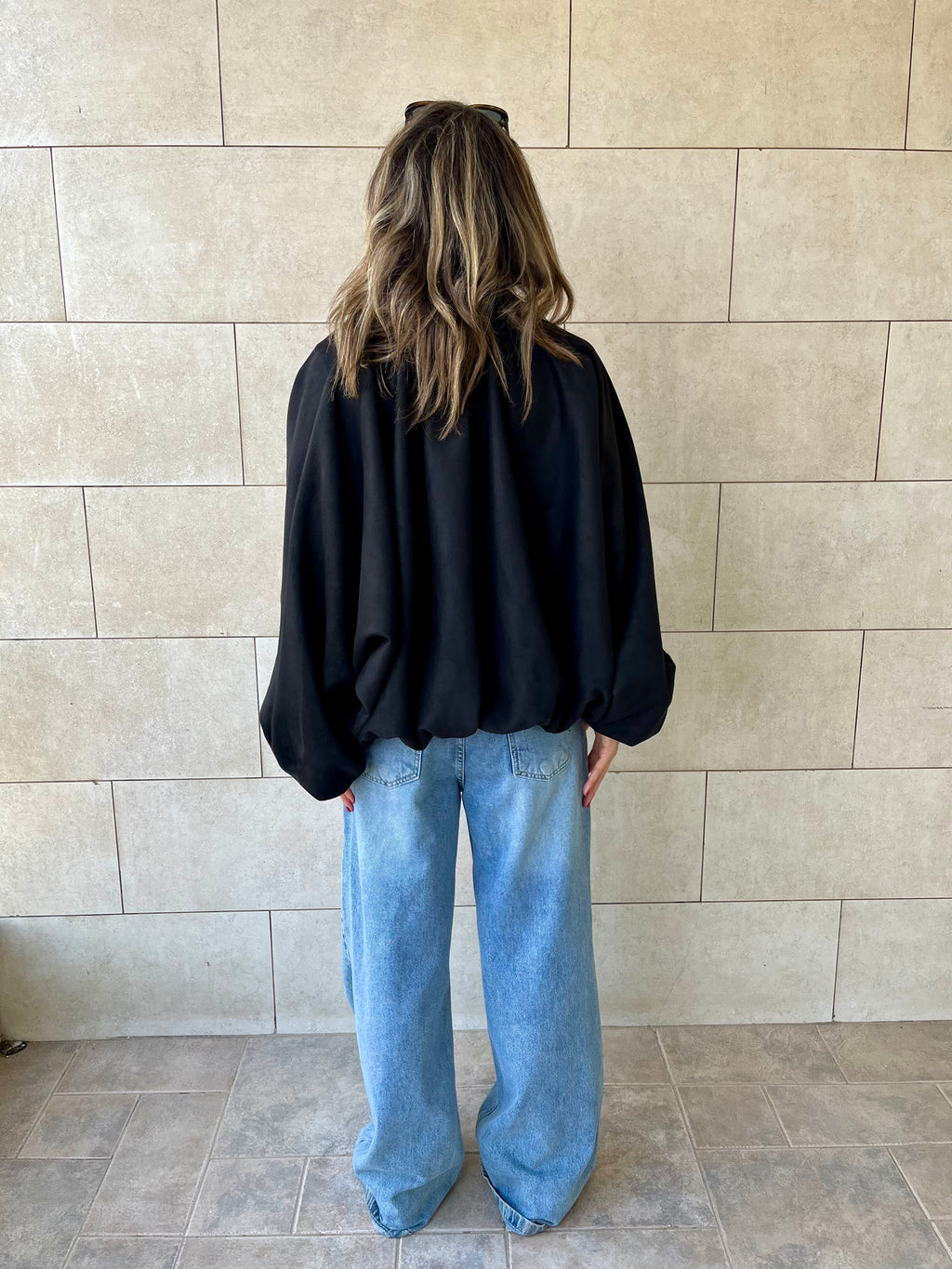 Black Balloon Suede Jacket