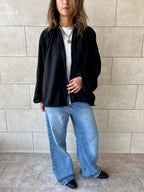 Black Balloon Suede Jacket
