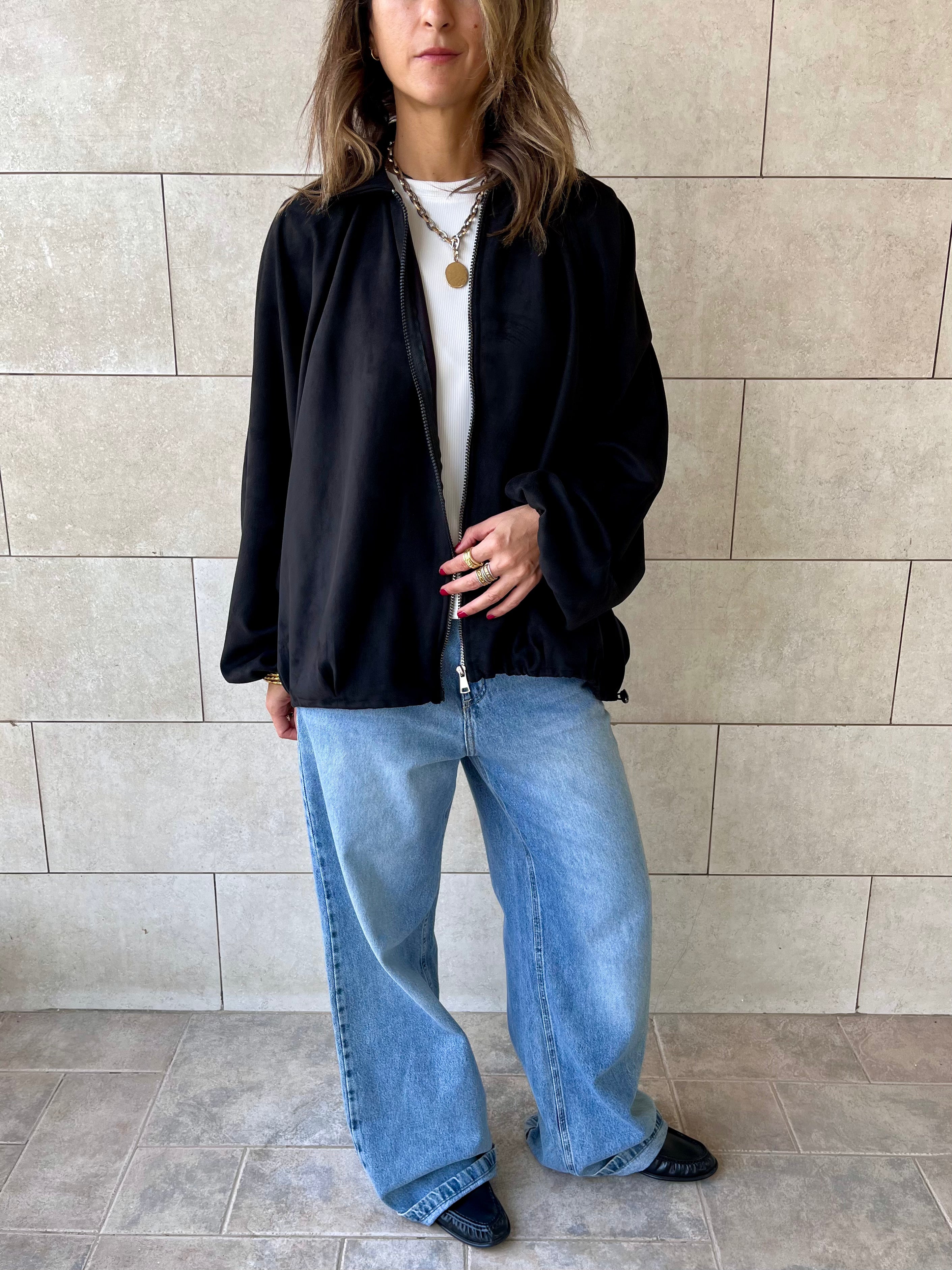 Black Balloon Suede Jacket