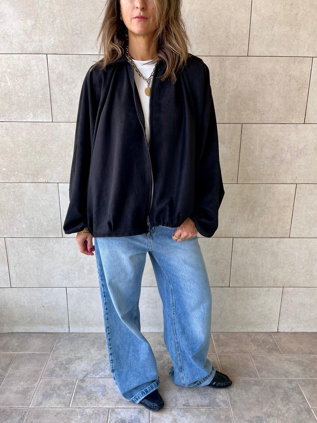 Black Balloon Suede Jacket