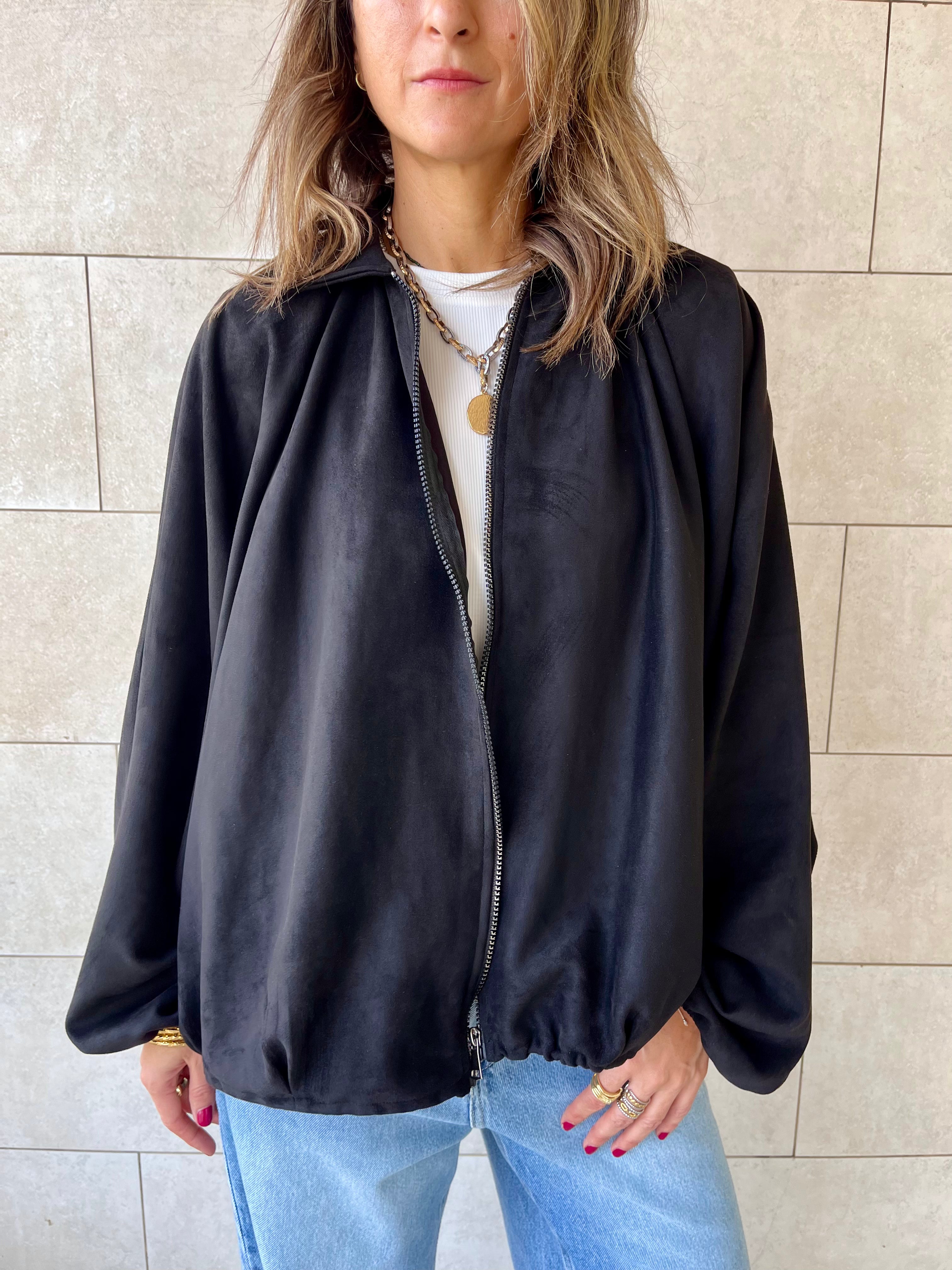 Black Balloon Suede Jacket