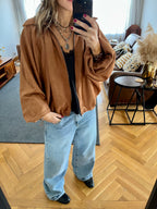Camel Balloon Suede Jacket