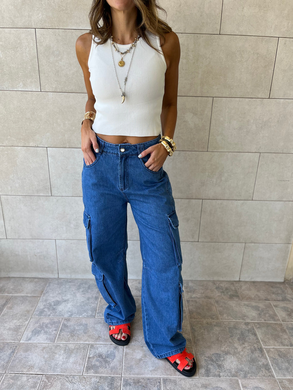 White 99 Interknit Sleeveless Basic Top