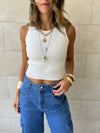 White 99 Interknit Sleeveless Basic Top