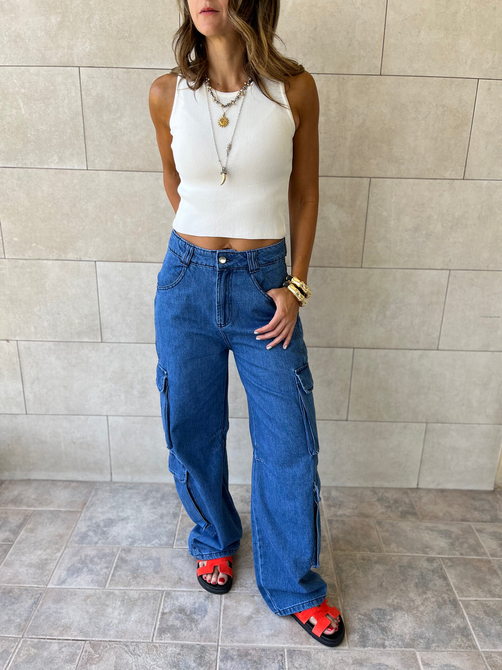 White 99 Interknit Sleeveless Basic Top