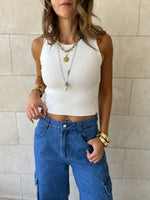 White 99 Interknit Sleeveless Basic Top