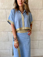 Golden Blue Edge Cropped Shirt