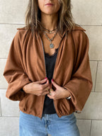 Camel Balloon Suede Jacket