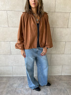 Camel Balloon Suede Jacket