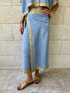 Golden Blue Edge Wrap Skirt