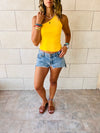 Yellow Simple Cool Off Shoulder Top