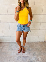 Yellow Simple Cool Off Shoulder Top