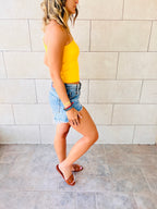 Yellow Simple Cool Off Shoulder Top