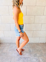 Yellow Simple Cool Off Shoulder Top