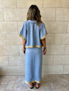 Golden Blue Edge Cropped Shirt