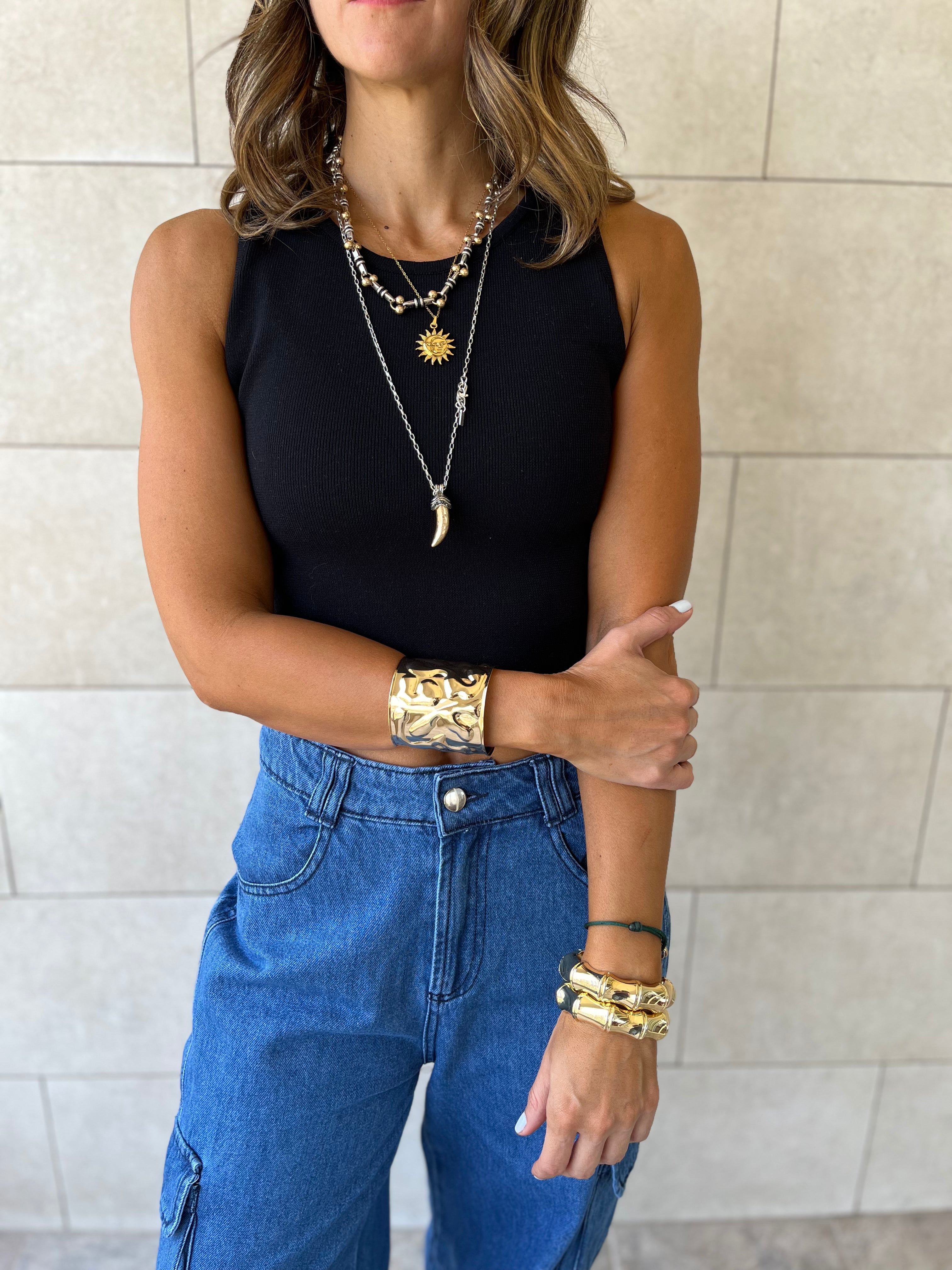 Black 99 Interknit Sleeveless Basic Top