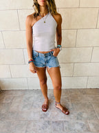 Grey Simple Cool Off Shoulder Top