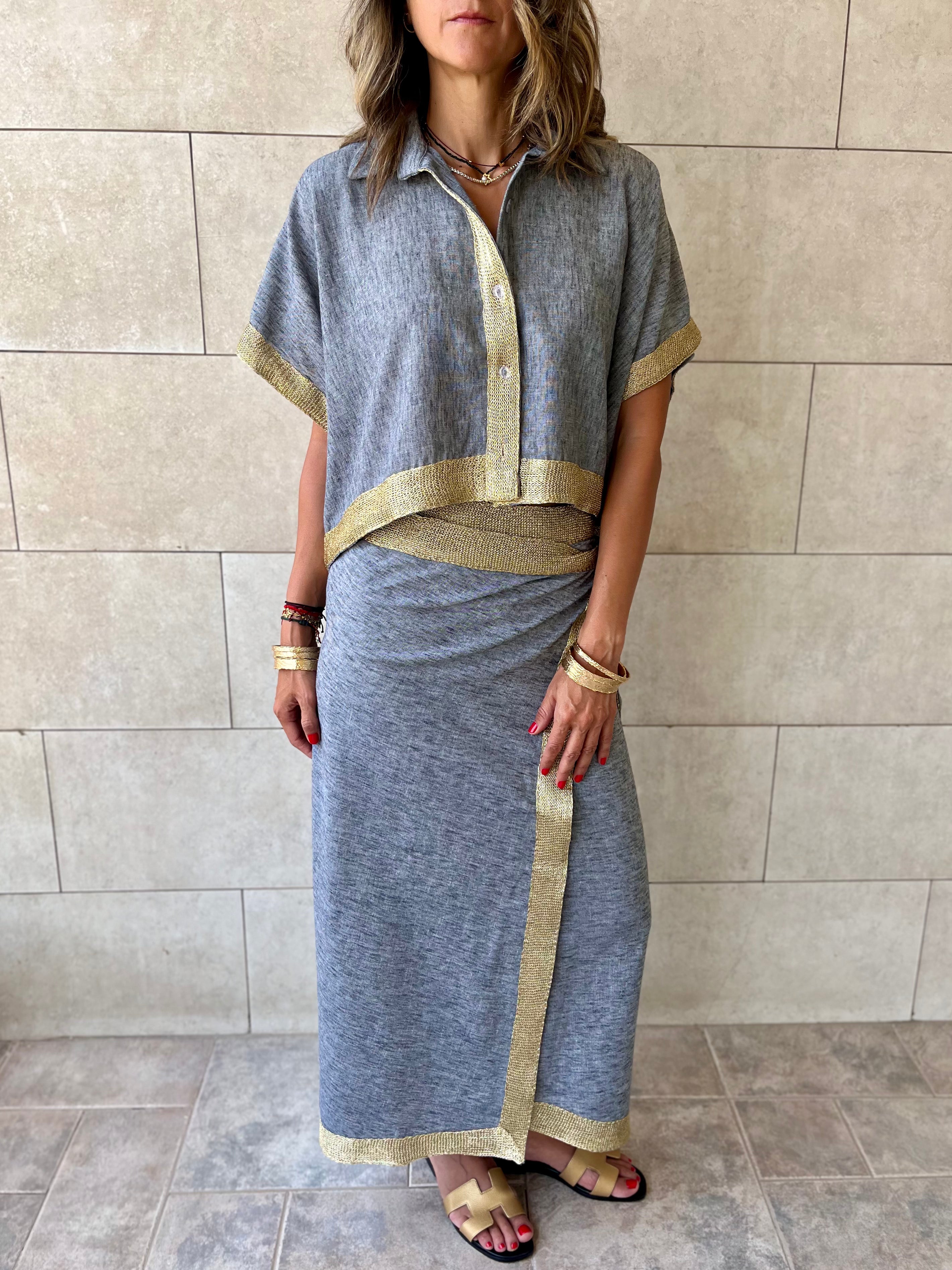 Golden Grey Edge Wrap Skirt