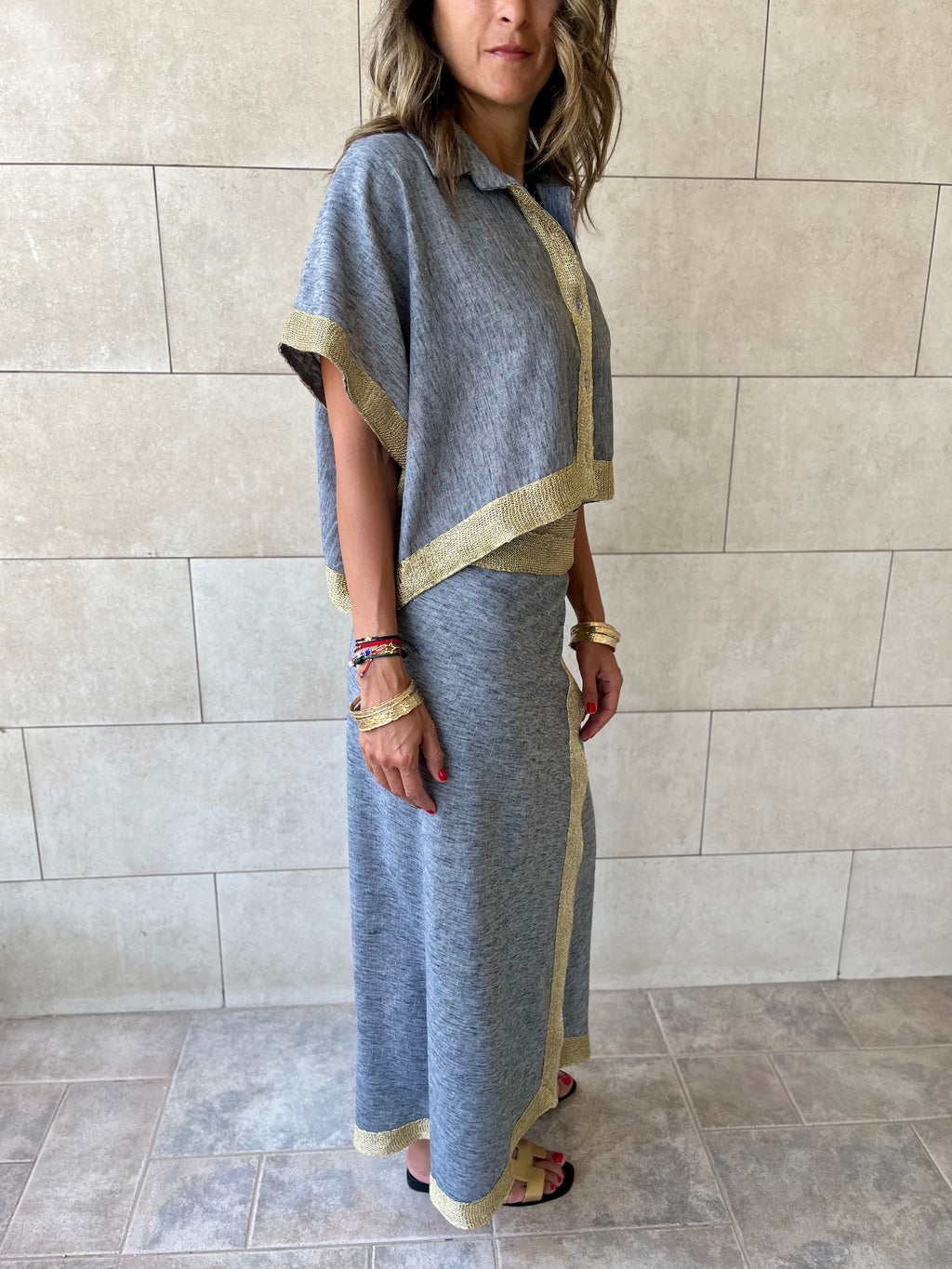 Golden Grey Edge Wrap Skirt