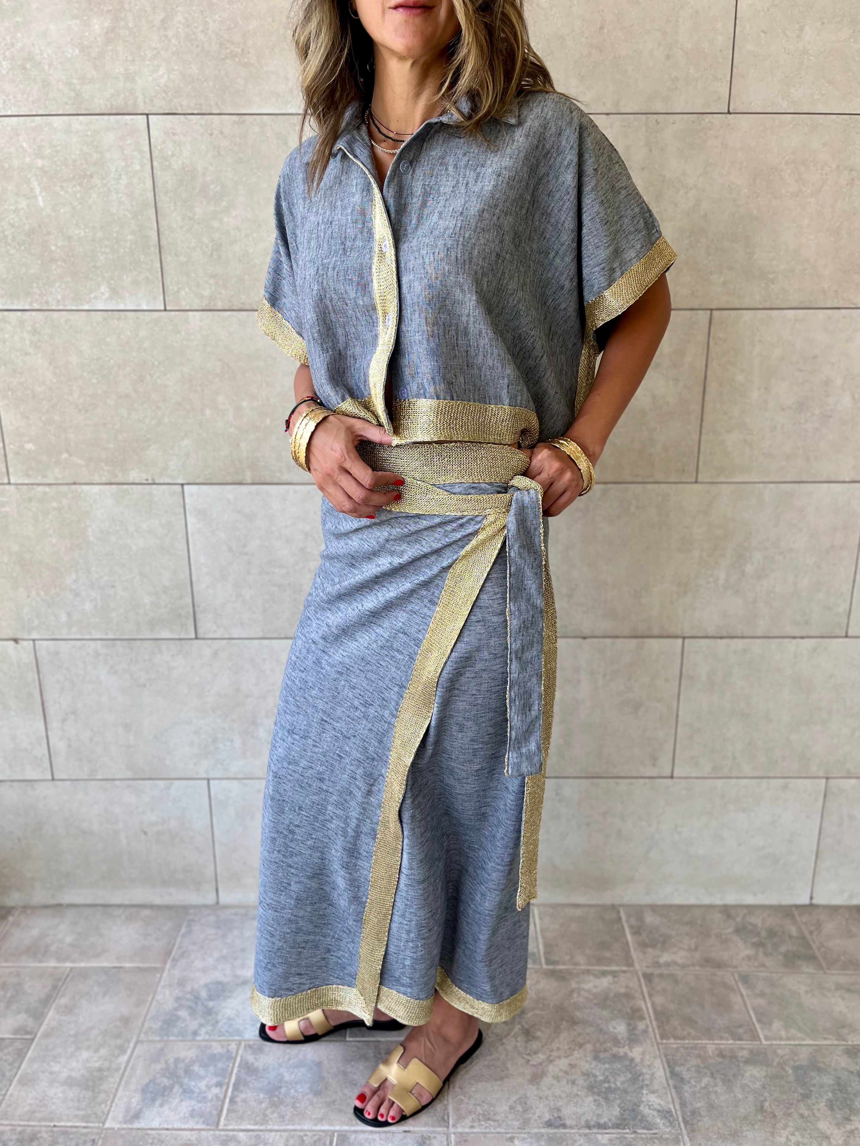 Golden Grey Edge Wrap Skirt
