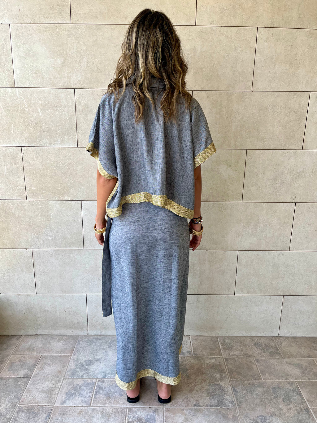 Golden Grey Edge Cropped Shirt