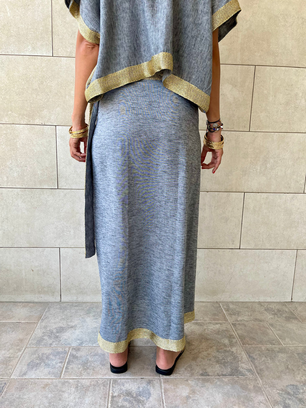 Golden Grey Edge Wrap Skirt