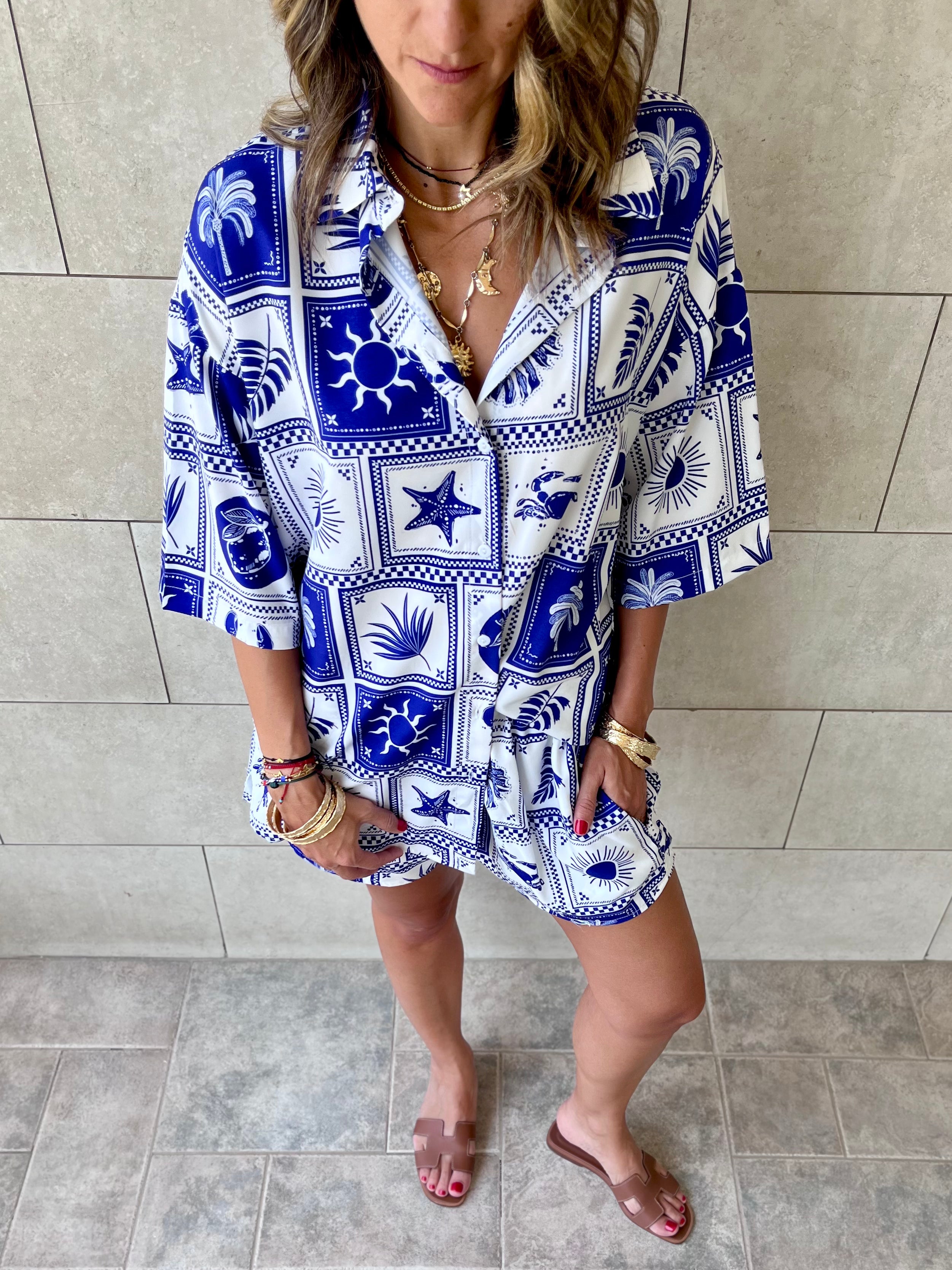 Blues Printed Short Sleeve Shirt