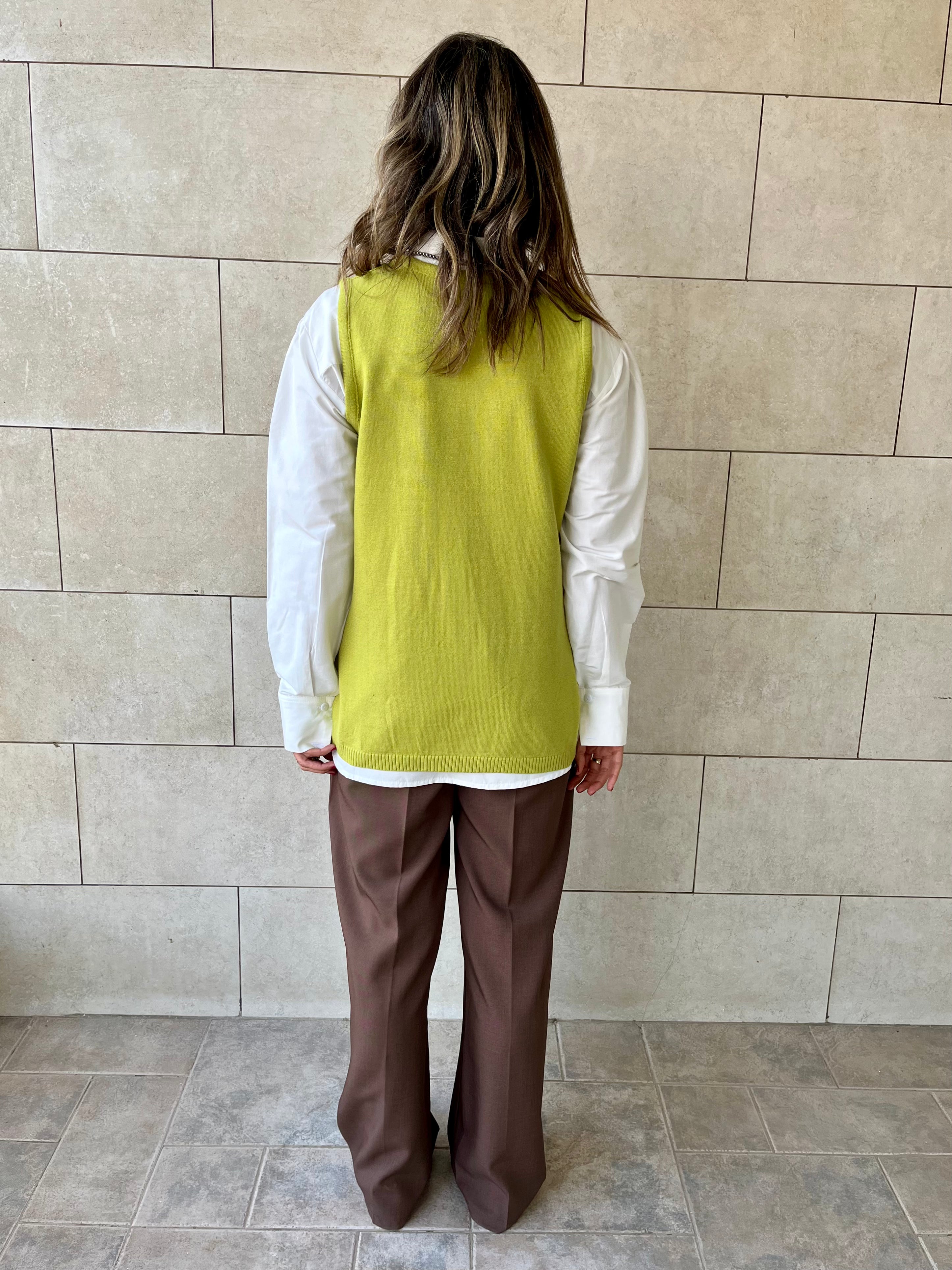 Lime Silver Side Button Vest