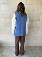Baby Blue High Neck Buttons Side Vest