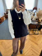 Black Silver Side Button Vest