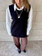 Black Silver Side Button Vest