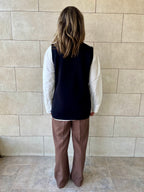 Black Silver Side Button Vest