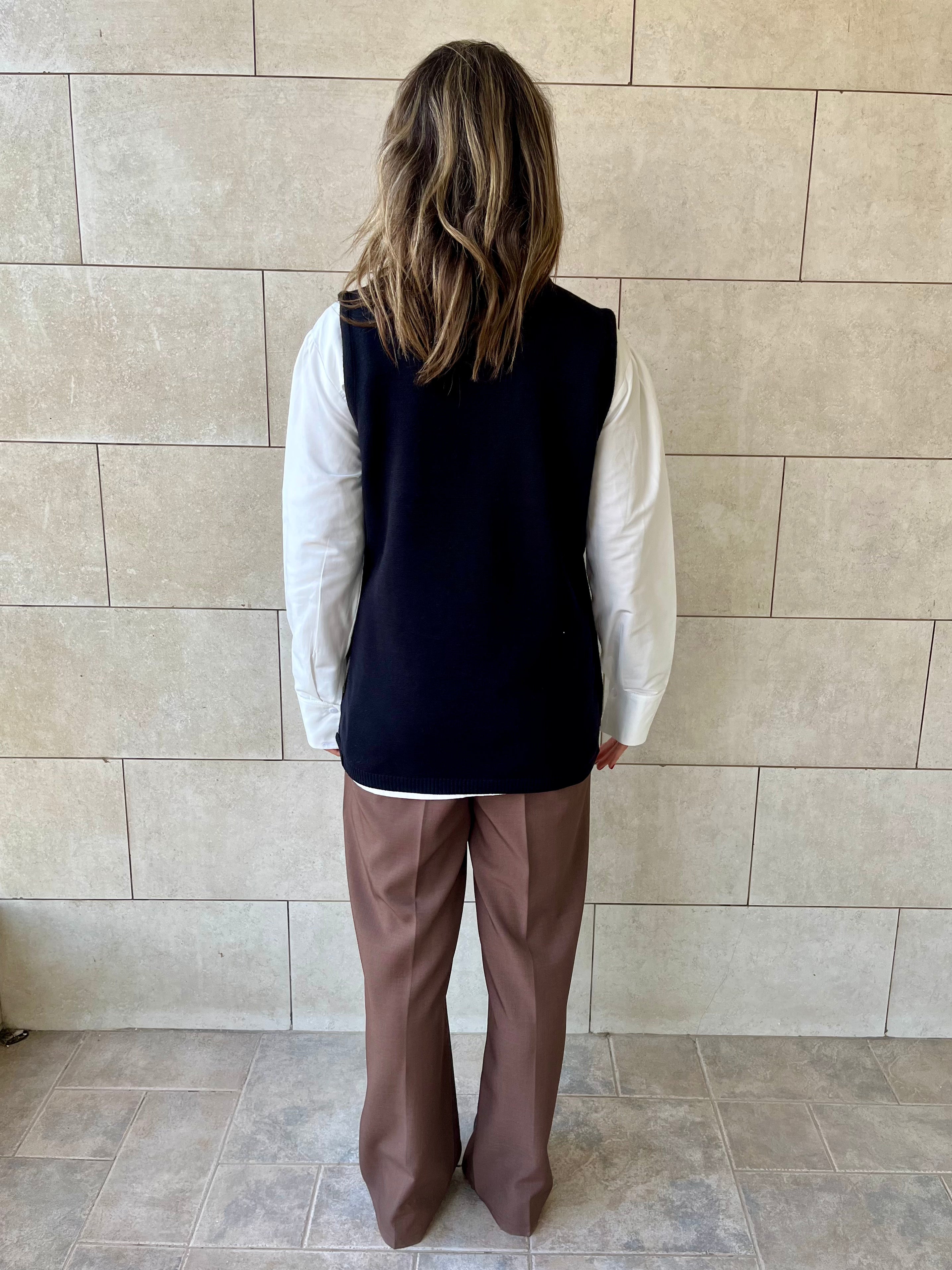 Black Silver Side Button Vest