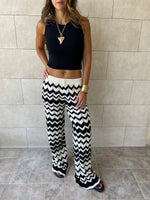 Black Zigzag Crochet Pants