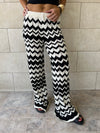 Black Zigzag Crochet Pants
