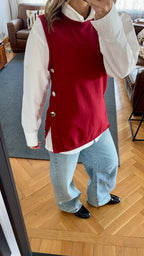 Burgundy Silver Side Button Vest
