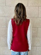 Burgundy Silver Side Button Vest