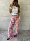 Checkered Palms Printed Pants