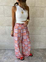 Checkered Palms Printed Pants