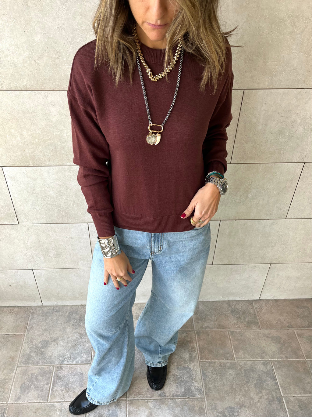 Brown Signature Basic Pullover